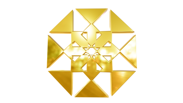 Luxurious Golden Geometric Abstract Design with Interconnected Triangles and Symmetrical Precision on Black