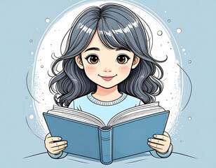 Cute girl reading a book