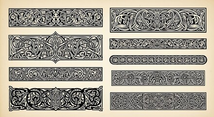 Collection of intricate Celtic knotwork border designs.