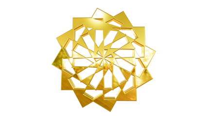 Intricate Golden Polygonal Star Design Shining Brightly on a Clean Black Backdrop