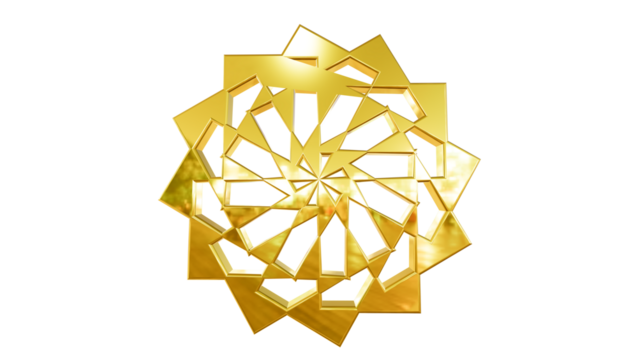 Intricate Golden Polygonal Star Design Shining Brightly on a Clean Black Backdrop