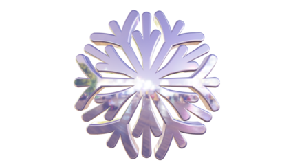 Shimmering 3D Metallic Snowflake Symbol on Black Background for Winter Holidays