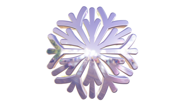 Shimmering 3D Metallic Snowflake Symbol on Black Background for Winter Holidays