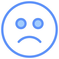 Sad Outline Blue Color Icon