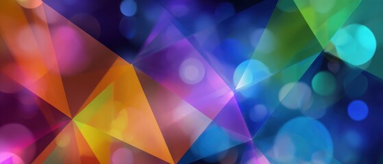 Abstract geometric design with vibrant colors and bokeh