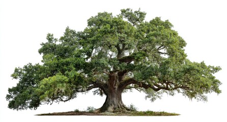 Full shot of a large, mature oak tree