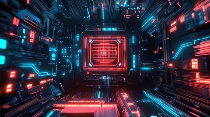 Obraz premium electronics flickering digital circuit in a futuristic design