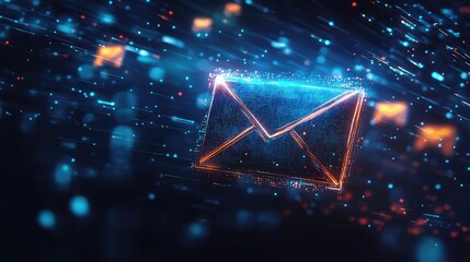 digital futuristic style flying email icon