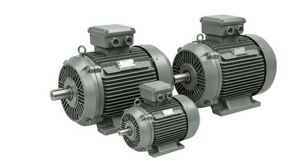 Electric induction motor industrial equipment isolated on transparent background