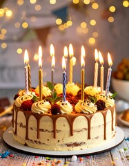 Birthday cake with candles