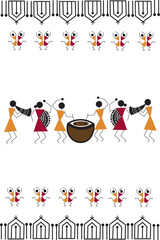 Beautiful Indian Traditional and Cultural Warli art isolated on white background - vector illustration