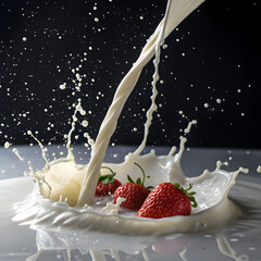 milk pouring down and making big splashes