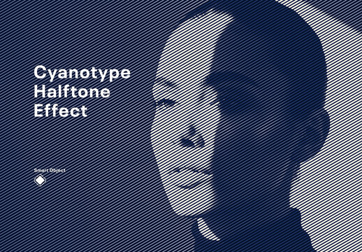 Cyanotype Halftone Photo Effect