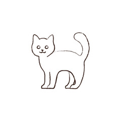 line vector illustration of a black cat. hand drawn halloween cat. spooky cat.