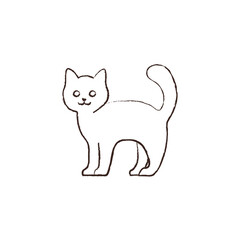 line vector illustration of a black cat. hand drawn halloween cat. spooky cat.