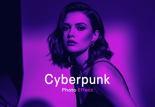 Cyberpunk Photo Effect Mockup