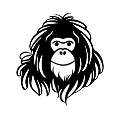 Obraz premium Sumatran Orangutan. Sumatran Orangutan simple black and white line art vector logo