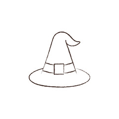 line vector illustration of a witch hat. hand drawn witch hat. halloween witch hat.