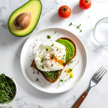 K&ouml;stlicher Avocado Toast mit einem pochierten Ei