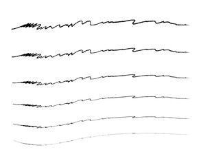 Scribble Brush Ink Hand Drawn Stylish Border Set Design Vector Illustration