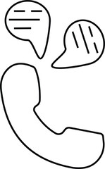 Telephone receiver with chat bubble icon symbolizing call center, customer support, voice calls, and communication services on transparent background