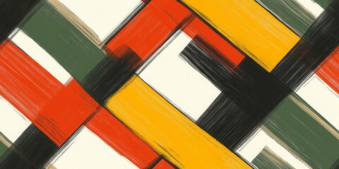 dynamic,abstract brushstroke painting with crisscross seamless pattern in red,yellow, black,and green for websites and blogs as modern,colorful background for art,design, fashion themes