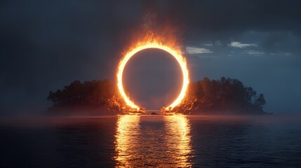 Stunning portal on island reflecting over water