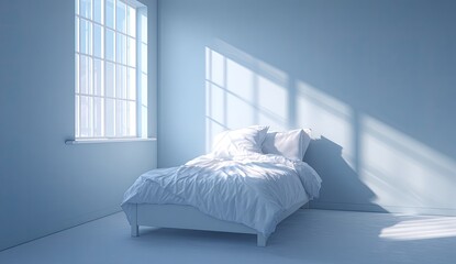 Light-filled, minimalist bedroom corner