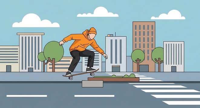 Skater ollie jump.