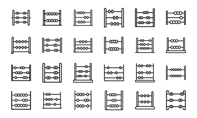 Education and Science Icon Set – School Supplies, Mathematics Tools, Laboratory Equipment, and Learning Symbols in Outline Style on White Background