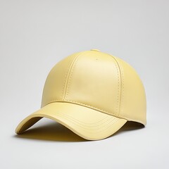 Light yellow baseball cap, faux leather