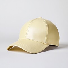 Light yellow leather baseball cap