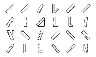 Education and Science Icon Set – School Supplies, Mathematics Tools, Laboratory Equipment, and Learning Symbols in Outline Style on White Background