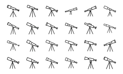 Education and Science Icon Set – School Supplies, Mathematics Tools, Laboratory Equipment, and Learning Symbols in Outline Style on White Background