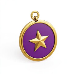 Gold-toned circular pendant with a purple star