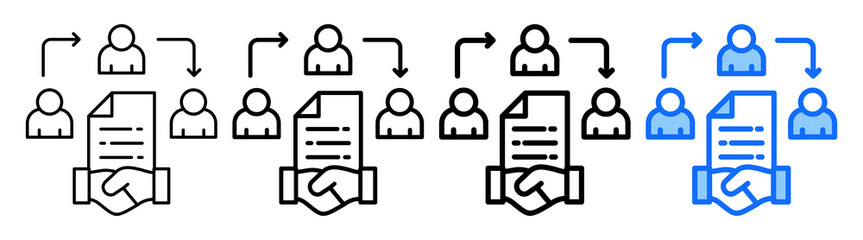 Document Collaboration Icon Different Style Outline Collection Set