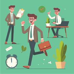 cartoon illustration of simple businessman character