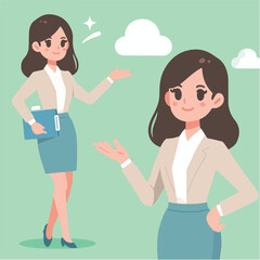 cartoon illustration of simple business woman character
