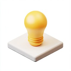 Isometric 3D lightbulb on a square base