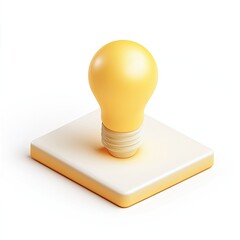 3D lightbulb icon on a square