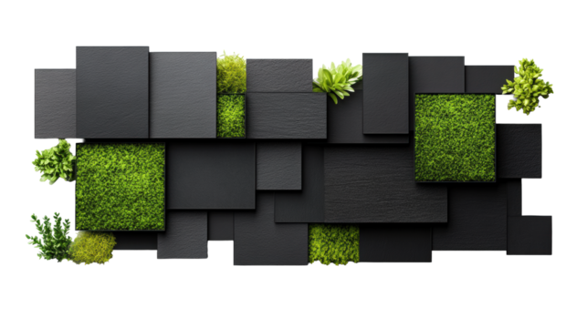 Green Plants on Black Panels