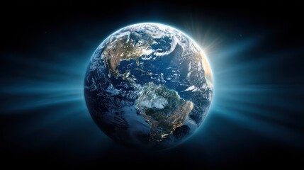 Stunning View of Earth from Space with Rays of Light Streaming