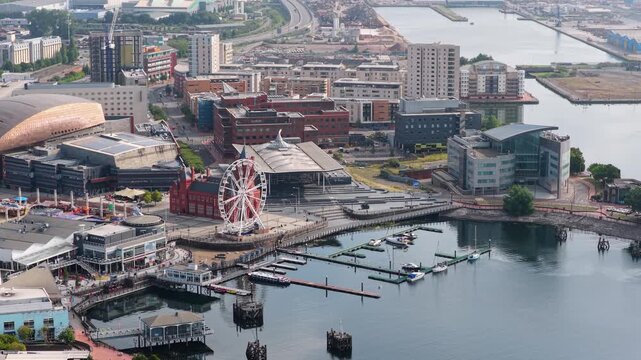 Aerial view of Cardiff Bay, the Capital of Wales, UK 2025