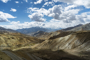Dramatic Mountain Landscape with Clouds in Ladakh Himalayas