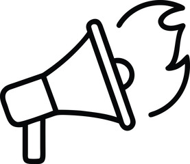 fire flame megaphone bell outline vector icon for hot news