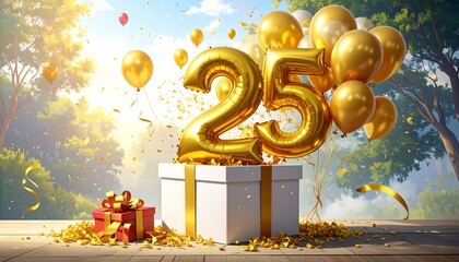 Birthday celebration with a gift