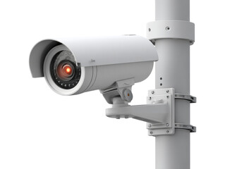 Surveillance camera on pole close-up front perspective isolated transparent PNG