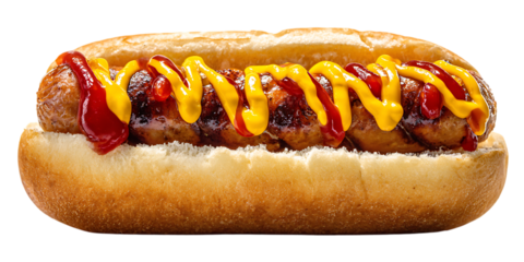 Hot dog with ketchup and mustard