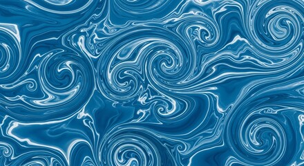Abstract swirling patterns of blue and white liquid creating a mesmerizing fluid texture.