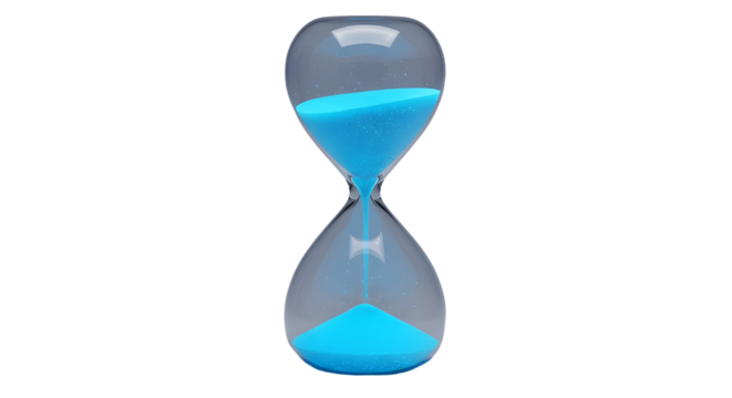 Blue sand hourglass isolated PNG with Transparent Background